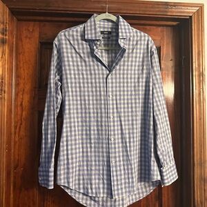 Hugo Boss Blue and White Checkered Shirt